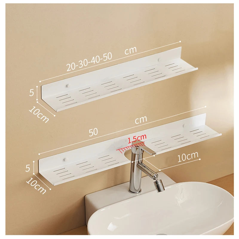 Self-Adhesive Shower Caddy Organizer - Black Wall Mount Bathroom Storage Shelf