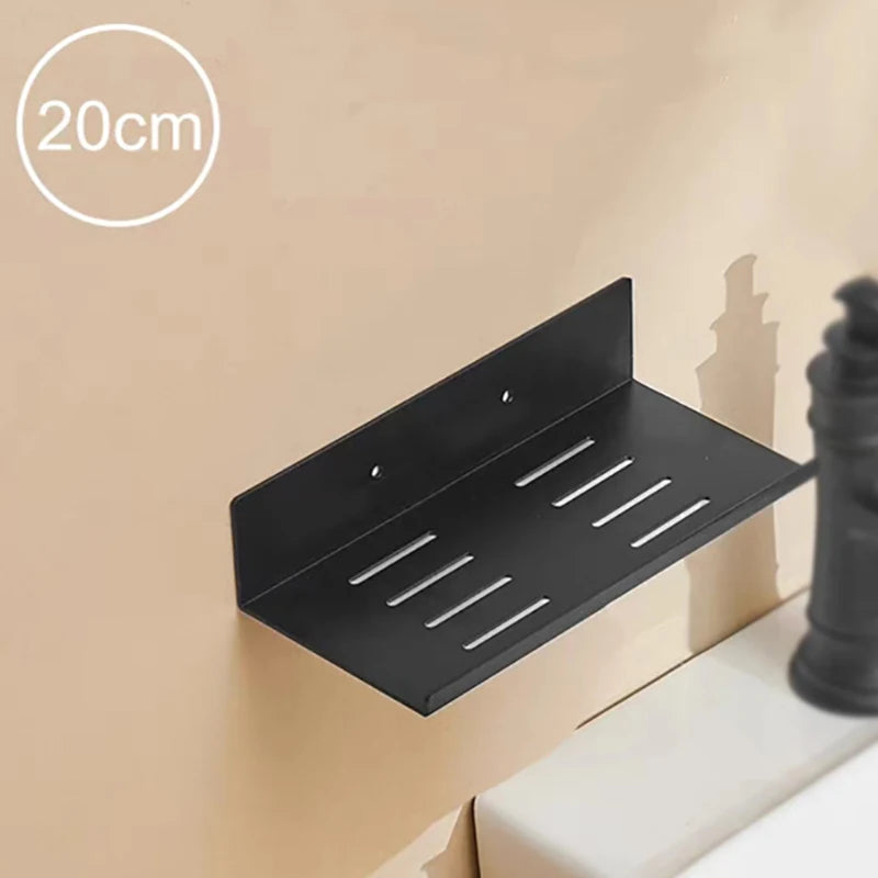 Self-Adhesive Shower Caddy Organizer - Black Wall Mount Bathroom Storage Shelf