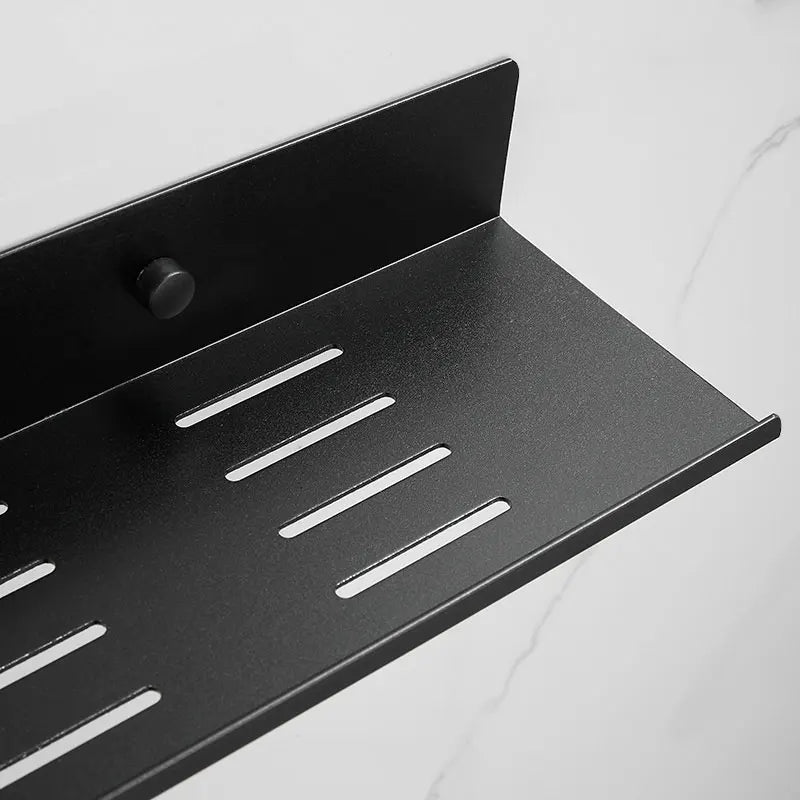 Self-Adhesive Shower Caddy Organizer - Black Wall Mount Bathroom Storage Shelf