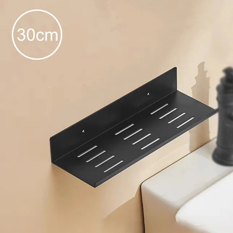 Shower Caddy Shelf Organizer Rack Self Adhesive Black Bathroom Shelves Wall Mount Shower Storage Home Organization RvAccessories