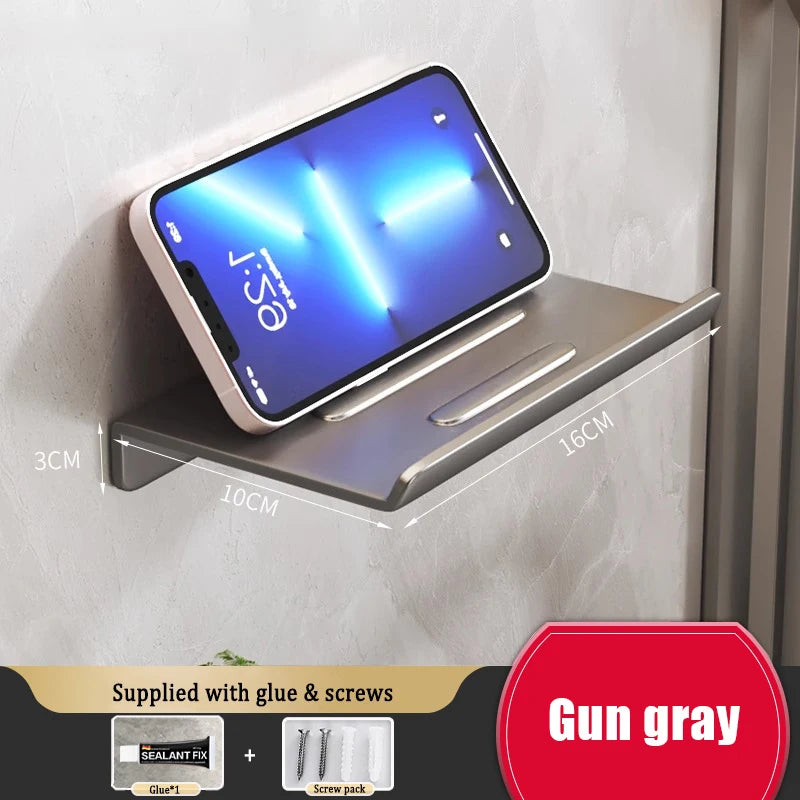 Wall Mount Aluminum Tissue Holder - Drill-Free Paper Towel Rack for Bathroom & Kitchen