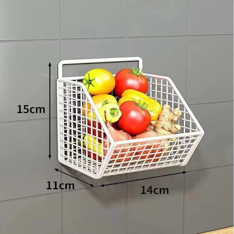 Wall Mounted Kitchen Storage Basket Durable Wire Storage Rack for Vegetables and Fruits Suitable for Home Organization