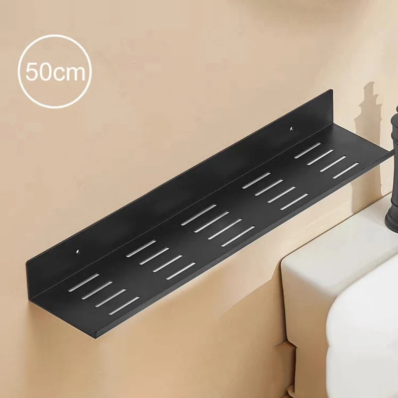 Self-Adhesive Shower Caddy Organizer - Black Wall Mount Bathroom Storage Shelf