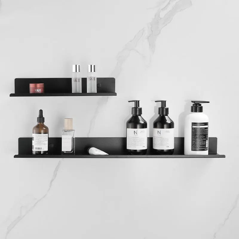 Self-Adhesive Shower Caddy Organizer - Black Wall Mount Bathroom Storage Shelf
