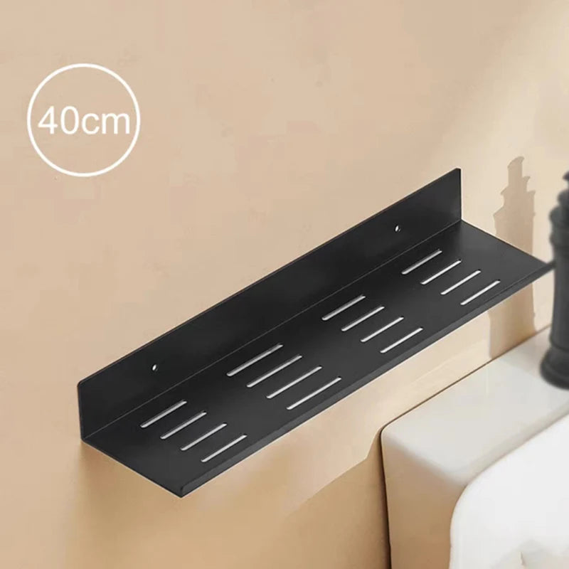 Self-Adhesive Shower Caddy Organizer - Black Wall Mount Bathroom Storage Shelf